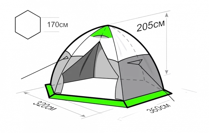 Палатка всесезонная зонтичного типа 3,20х3,60м высотой 2,05м