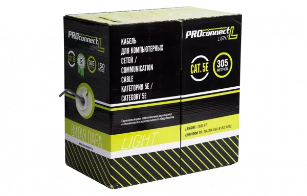 01-0148-3 Кабель витая пара PROconnect LIGHT FTP 4PR 26AWG, CCA, CAT5, бухта 305 м