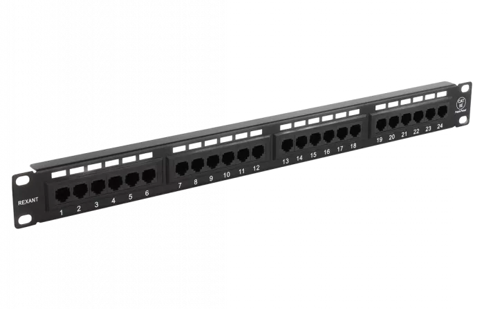 04-0021 REXANT Патч-панель 19", 1U, 24 порта RJ-45, категория 5e