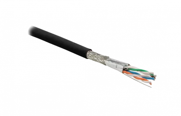 359207 Hyperline SFTP4-C6A-S23-OUT-PE-BK-500 (500 м) Кабель витая пара, экранированная (S/FTP), категория 6a, 4 пары (23 AWG), одножильный (solid), ка