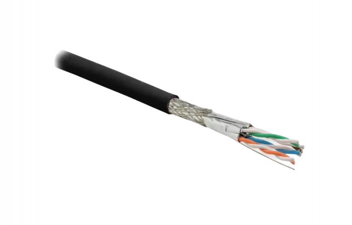 359207 Hyperline SFTP4-C6A-S23-OUT-PE-BK-500 (500 м) Кабель витая пара, экранированная (S/FTP), категория 6a, 4 пары (23 AWG), одножильный (solid), ка