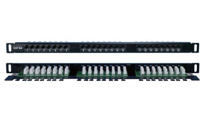 244076 Hyperline PPHD-19-24-8P8C-C5E-110D Патч-панель высокой плотности 19", 0.5U, 24 порта RJ-45, категория 5E, Dual IDC