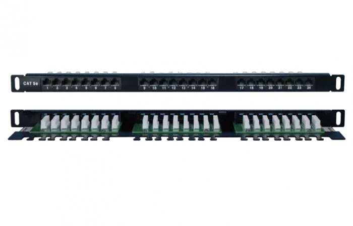 244076 Hyperline PPHD-19-24-8P8C-C5E-110D Патч-панель высокой плотности 19", 0.5U, 24 порта RJ-45, категория 5E, Dual IDC