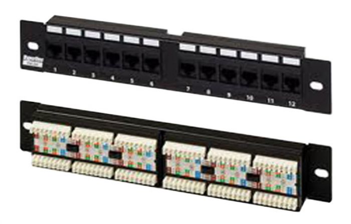 433641 Hyperline PP2-19-12-8P8C-C6-110D Патч-панель 19", 1U, 12 портов RJ-45, категория 6, Dual IDC