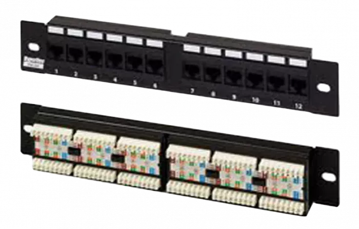 433641 Hyperline PP2-19-12-8P8C-C6-110D Патч-панель 19", 1U, 12 портов RJ-45, категория 6, Dual IDC