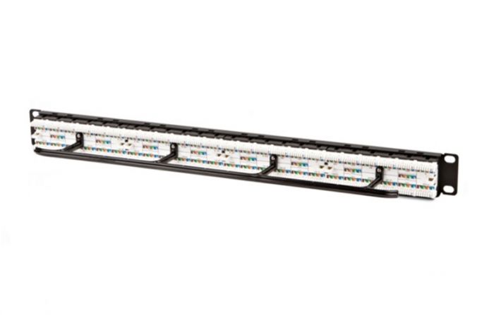 32809 Hyperline PPHD-19-48-8P8C-C5e-110D Патч-панель высокой плотности 19", 1U, 48 портов RJ-45, категория 5e, Dual IDC