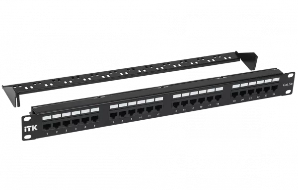 PP24-1UC5EU-D05-1 ITK 1U патч-панель кат.5Е UTP, 24 порта (Dual) с каб.орг.