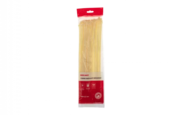 07-0350 Хомут-стяжка кабельная нейлоновая REXANT 350 x4,8 мм, белая, упаковка 100 шт.