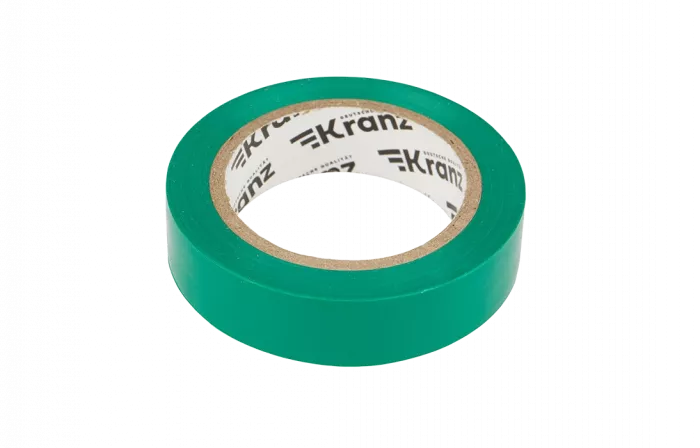 KR-09-2003 Изолента ПВХ KRANZ 15 мм х 10 м, зеленая, упаковка 10 роликов
