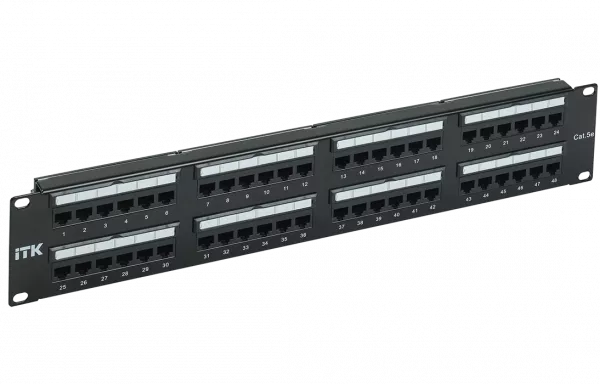 PP48-2UC5EU-D05L ITK 2U патч-панель кат.5Е UTP, 48 портов (Dual)