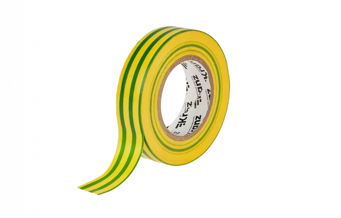KR-09-2207 Изолента ПВХ KRANZ 0.13х19 мм, 25 м, желто-зеленая упаковка 5 роликов