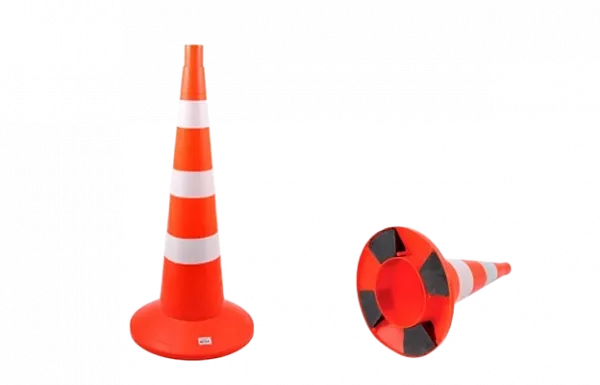 Конус сигнальный КС 3.4.0 с 3 белыми полосами и утяжелителем