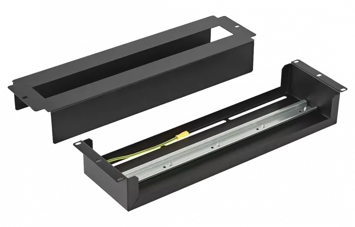 DIN рейка  в корпусе 19" 3U-Ч чёрная ССД