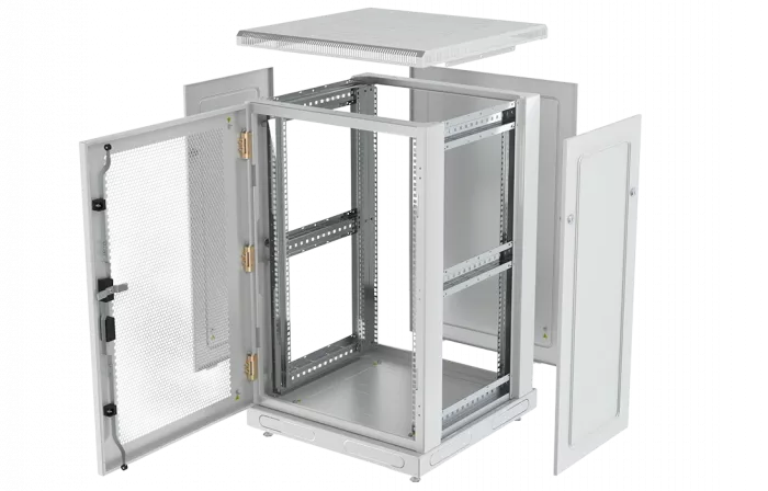 Шкаф телекоммуникационный напольный 19",18U(600x1000), ШТ-НП-18U-600-1000-П, передняя дверь перфорированная ССД