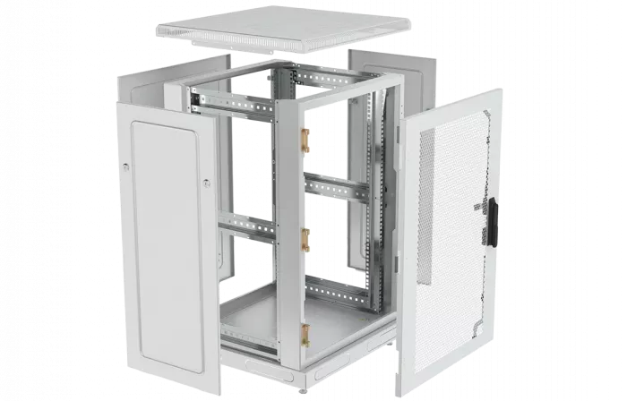 Шкаф телекоммуникационный напольный 19",18U(600x1000), ШТ-НП-18U-600-1000-П, передняя дверь перфорированная ССД