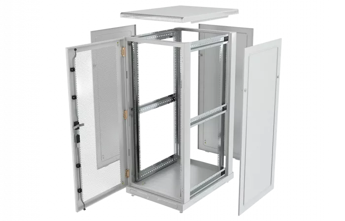 Шкаф телекоммуникационный напольный 19",27U(600x600), ШТ-НП-27U-600-600-П, передняя дверь перфорированная ССД