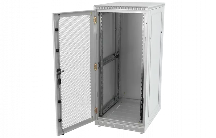 Шкаф телекоммуникационный напольный 19",27U(600x600), ШТ-НП-27U-600-600-П, передняя дверь перфорированная ССД