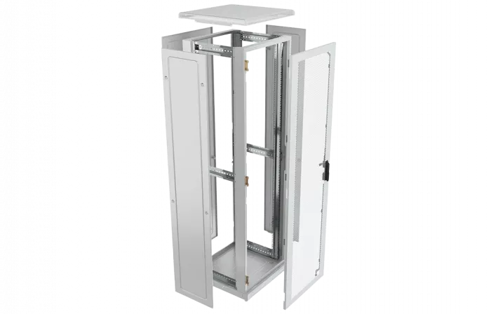 Шкаф телекоммуникационный напольный 19",42U(600x600), ШТ-НП-42U-600-600-П, передняя дверь перфорированная ССД