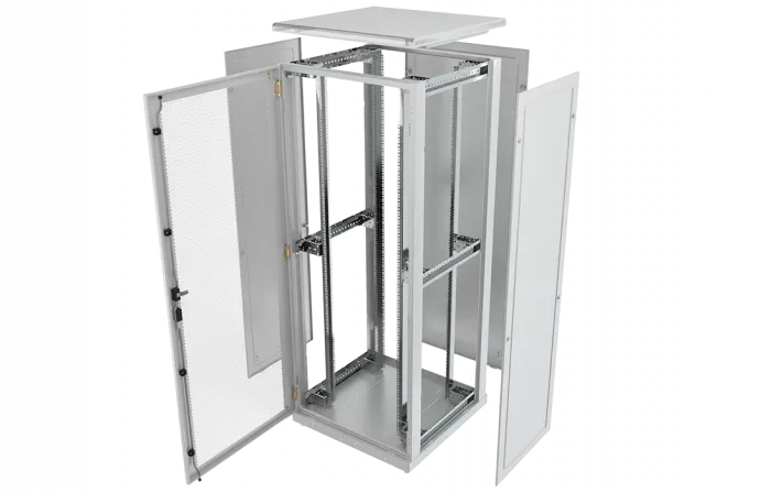 Шкаф телекоммуникационный напольный 19",47U(800x1000), ШТ-НП-47U-800-1000-ПП, передняя и задняя дверь перфорированная ССД