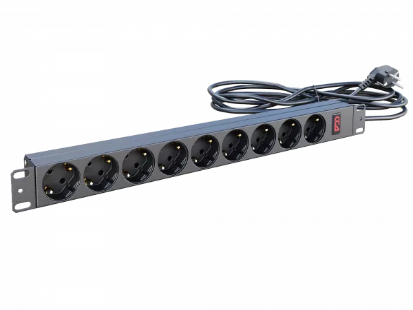 Блок розеток БР-9SCH-16А-Ш-1,8SCH Блок розеток 19", 9 Schuko, максимальный ток 16А, шнур 1,8 м