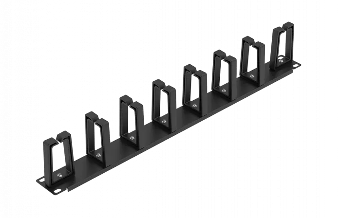 Органайзер кабельный горизонтальный с пластиковыми кольцами 8 колец 19"  ОКГП-8-19"-1U