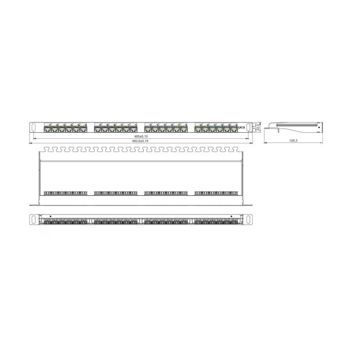 Патч-панель NTSS PREMIUM 0.5U 24 порта RJ45 UTP cat.6, Dual IDC с задним кабельным органайзером