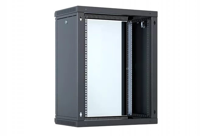 Шкаф телекоммуникационный настенный разборный со съемными боковыми стенками 19”,18U(600x550), ШТ-НСрМ-18U-600-550-С-Ч дверь стекло черный
