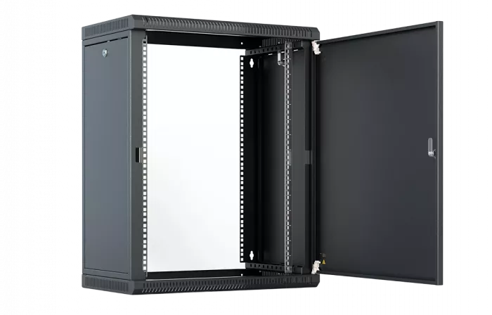 Шкаф телекоммуникационный настенный разборный со съемными боковыми стенками 19”,18U(600x550), ШТ-НСрМ-18U-600-550-М-Ч дверь металл черный
