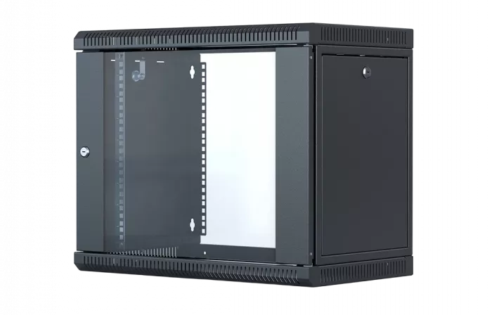 Шкаф телекоммуникационный настенный разборный со съемными боковыми стенками 19”,6U(600x550), ШТ-НСрМ-6U-600-550-С-Ч дверь стекло черный