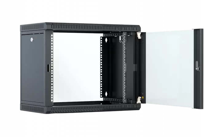 Шкаф телекоммуникационный настенный разборный со съемными боковыми стенками 19”,6U(600x550), ШТ-НСрМ-6U-600-550-С-Ч дверь стекло черный