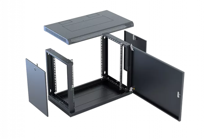 Шкаф телекоммуникационный настенный разборный со съемными боковыми стенками 19”,6U(600x550), ШТ-НСрМ-6U-600-550-М-Ч дверь металл черный