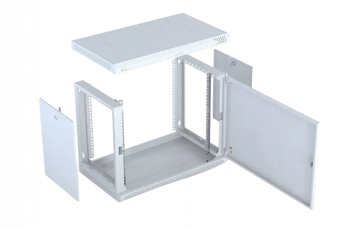 Шкаф телекоммуникационный настенный разборный со съемными боковыми стенками 19”,9U(600x550), ШТ-НСрМ-9U-600-550-М-Ч дверь металл черный