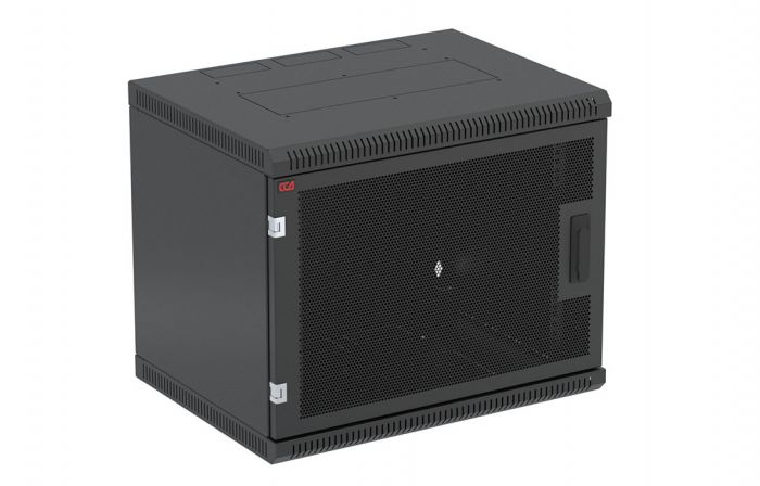 Шкаф телекоммуникационный настенный разборный черный 19”,9U(600x450), ШТ-НСр-9U-600-450-П-Ч дверь перфорированная ССД