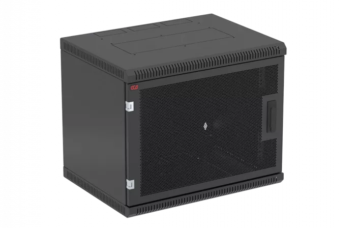 Шкаф телекоммуникационный настенный разборный черный 19”,9U(600x550), ШТ-НСр-9U-600-550-П-Ч дверь перфорированная ССД