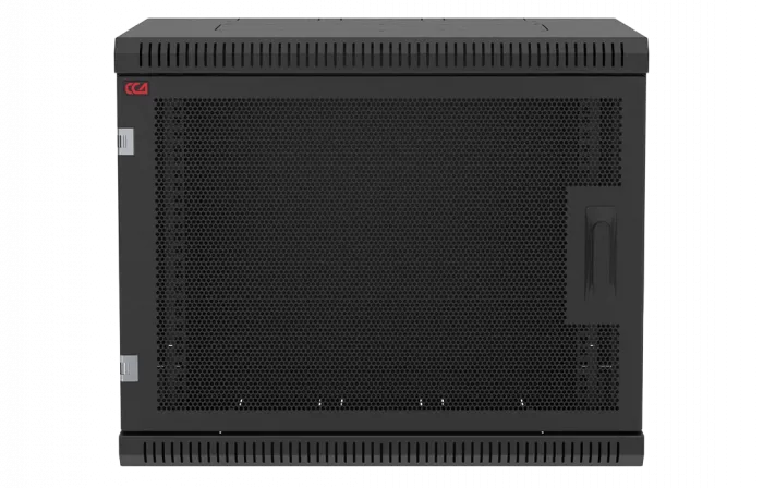 Шкаф телекоммуникационный настенный разборный черный 19”,9U(600x550), ШТ-НСр-9U-600-550-П-Ч дверь перфорированная ССД