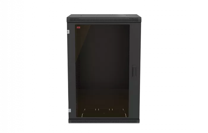Шкаф телекоммуникационный настенный разборный черный 19”,18U(600x650), ШТ-НСр-18U-600-650-С-Ч дверь стекло ССД