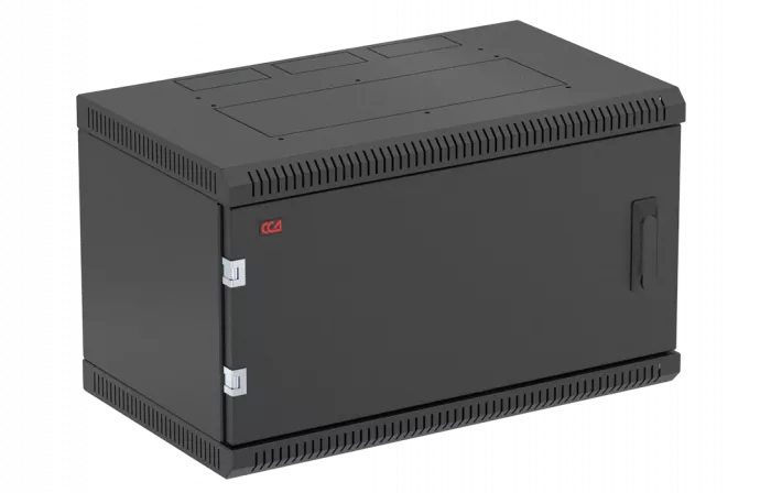 Шкаф телекоммуникационный настенный разборный черный 19”,6U(600x450), ШТ-НСр-6U-600-450-М-Ч дверь металл ССД