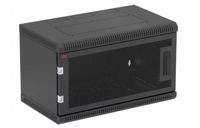 Шкаф телекоммуникационный настенный разборный черный 19”,6U(600x450), ШТ-НСр-6U-600-450-П-Ч дверь перфорированная ССД