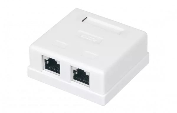 WRline WR-WS-8P8C-C5E-SH-2 Розетка компьютерная RJ-45, категория 5e, экранированная, двойная, внешняя, Dual IDC, цвет белый