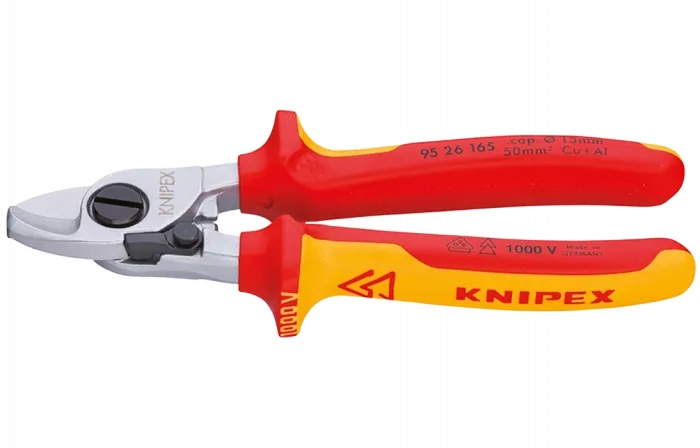 KN-9526165	Кабелерез VDE, Ø 15 мм (50 мм²), длина 165 мм, пружина, хром, 2-комп диэлектрические ручки