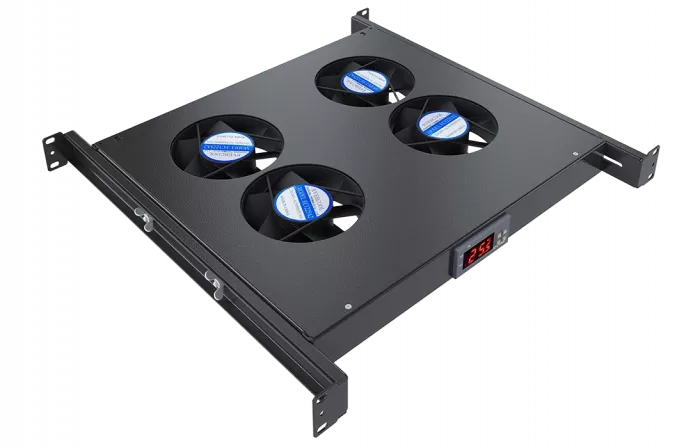 Вентиляторный модуль , 4 вентилятора с цифровым термореле ВМ-4-19"-Т-2-Ч черный ССД