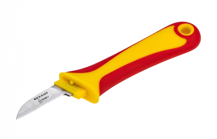 12-4936 Нож монтажника, нержавеющая сталь, прямое лезвие REXANT