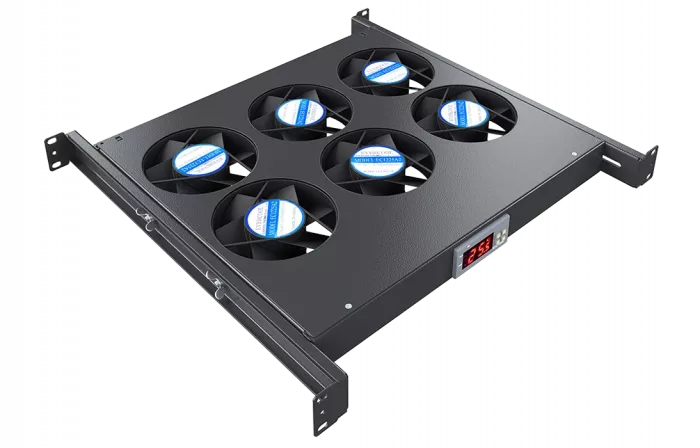 Вентиляторный модуль , 6 вентиляторов с цифровым термореле ВМ-6-19"-Т-2-Ч черный ССД