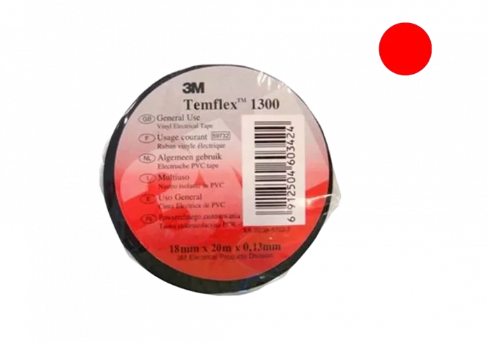7100080350 Temflex 1300, красная, универсальная изоляционная лента, 15мм х 10м х 0,13мм