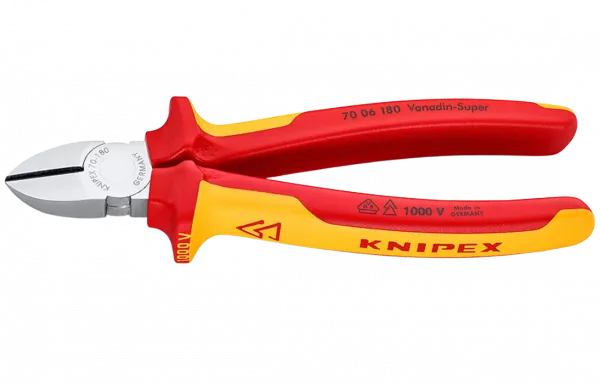 KN-7006180	Бокорезы VDE, 180 мм, хром, 2-комп диэлектрические ручки