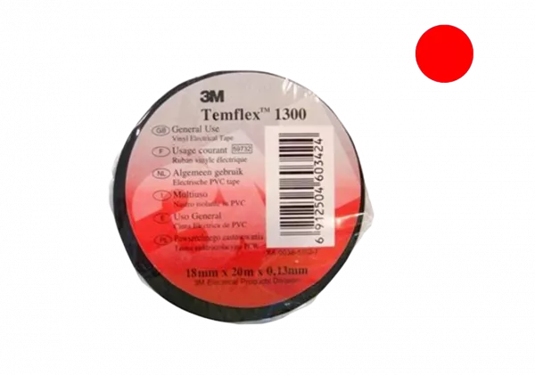 7100080350 Temflex 1300, красная, универсальная изоляционная лента, 15мм х 10м х 0,13мм
