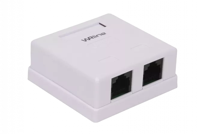 WRline WR-WS-8P8C-C5E-2 Розетка компьютерная RJ-45, категория 5e, неэкранированная, двойная, внешняя, Dual IDC, цвет белый