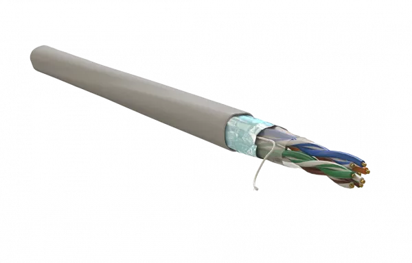 WRline WR-FTP-4P-C5E-LSZH-GY Кабель витая пара, экранированный F/UTP, категория 5e, 4 пары (0,50 мм), одножильный, внутренний, LSZH, нг(A)-HF, серый, 305 м
