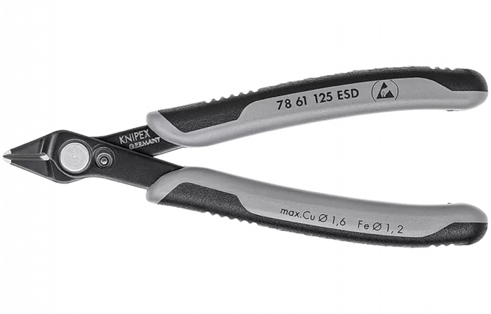 KN-7861125ESD	Electronic Super Knips® Бокорезы прецизионные ESD, для реза оптоволокна, нерж., 125 мм, 2-комп антистатические ручки