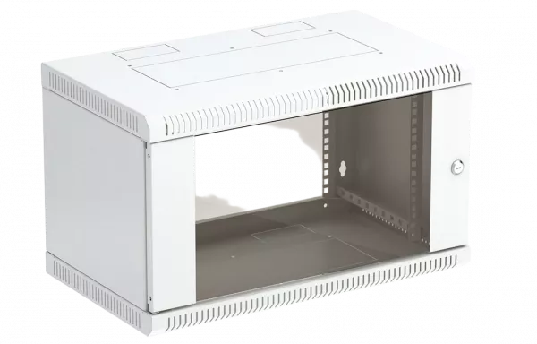 Шкаф телекоммуникационный настенный разборный 19”,6U(600x450), ШТ-НСр-6U-600-450-С дверь стекло ССД